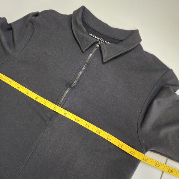 Majestic Filatures Womens Deluxe Teeshirt Dress Size XS Black Qtr Zip Soft Touch - Picture 9 of 10